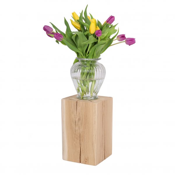 Holzklotz - Holzblock unbehandelt mit Vase