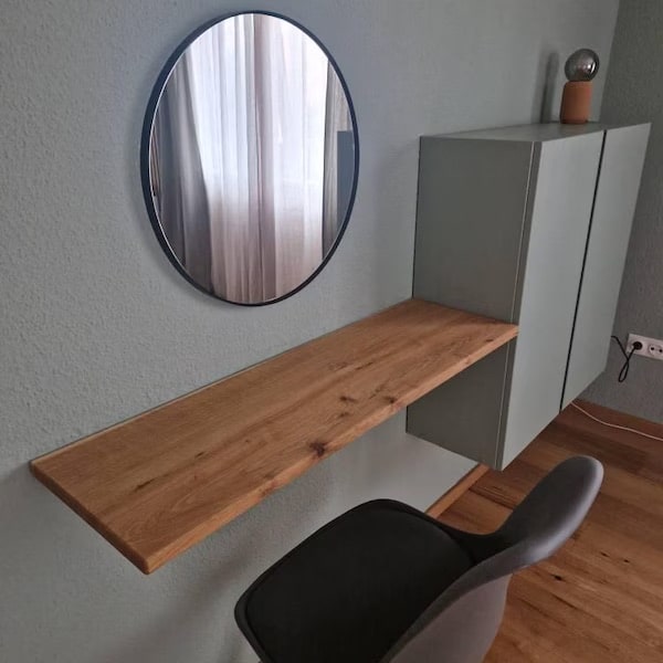 Wandregal Aus Massiver Eiche Als Tisch