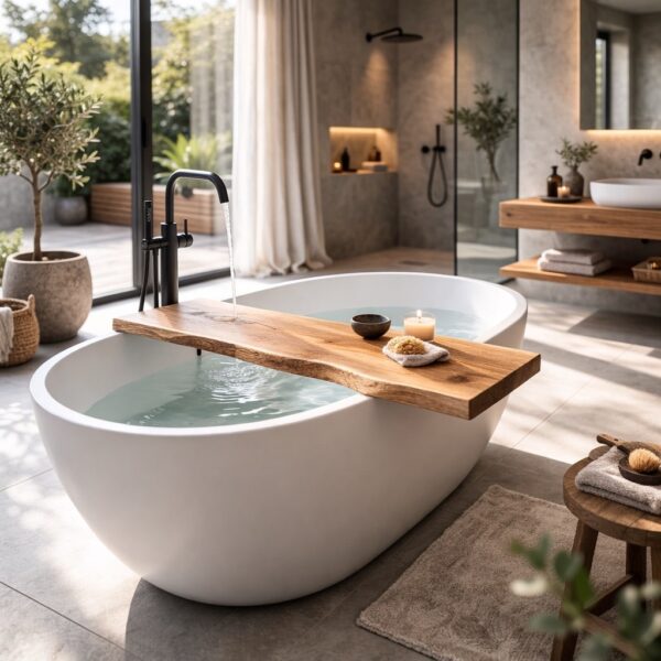 Badewannenbrett-Massivholz-Luxus-Badezimmer