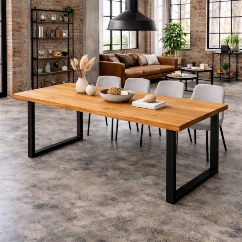 Eichenholz_Esstisch_Massivholz_Kufengestell