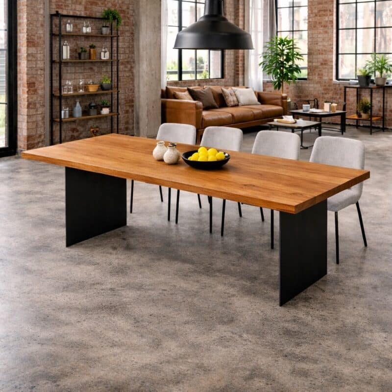 Eichenholz_Esstisch_Massivholz_Stahlwangen