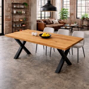 Eichenholz_Esstisch_Massivholz_X-Gestell