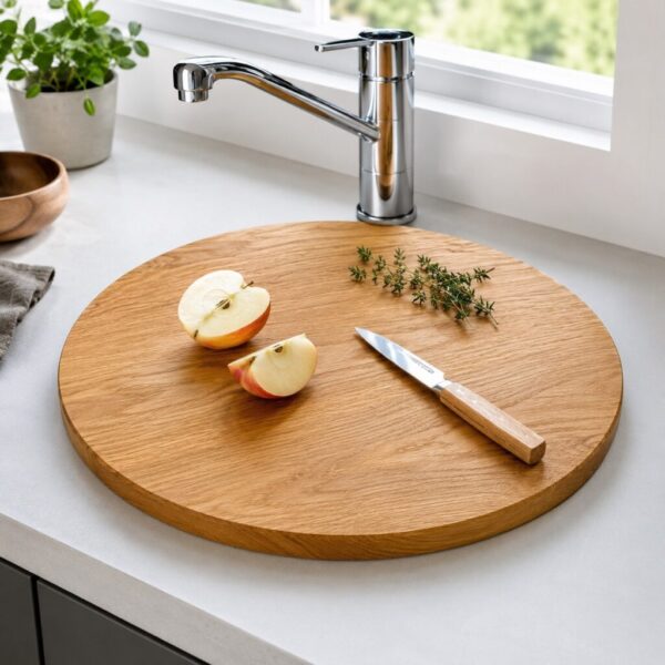 Spülbeckenabdeckung Rund Aus Holz – Passgenau Für Runde Spülen – Bild 2