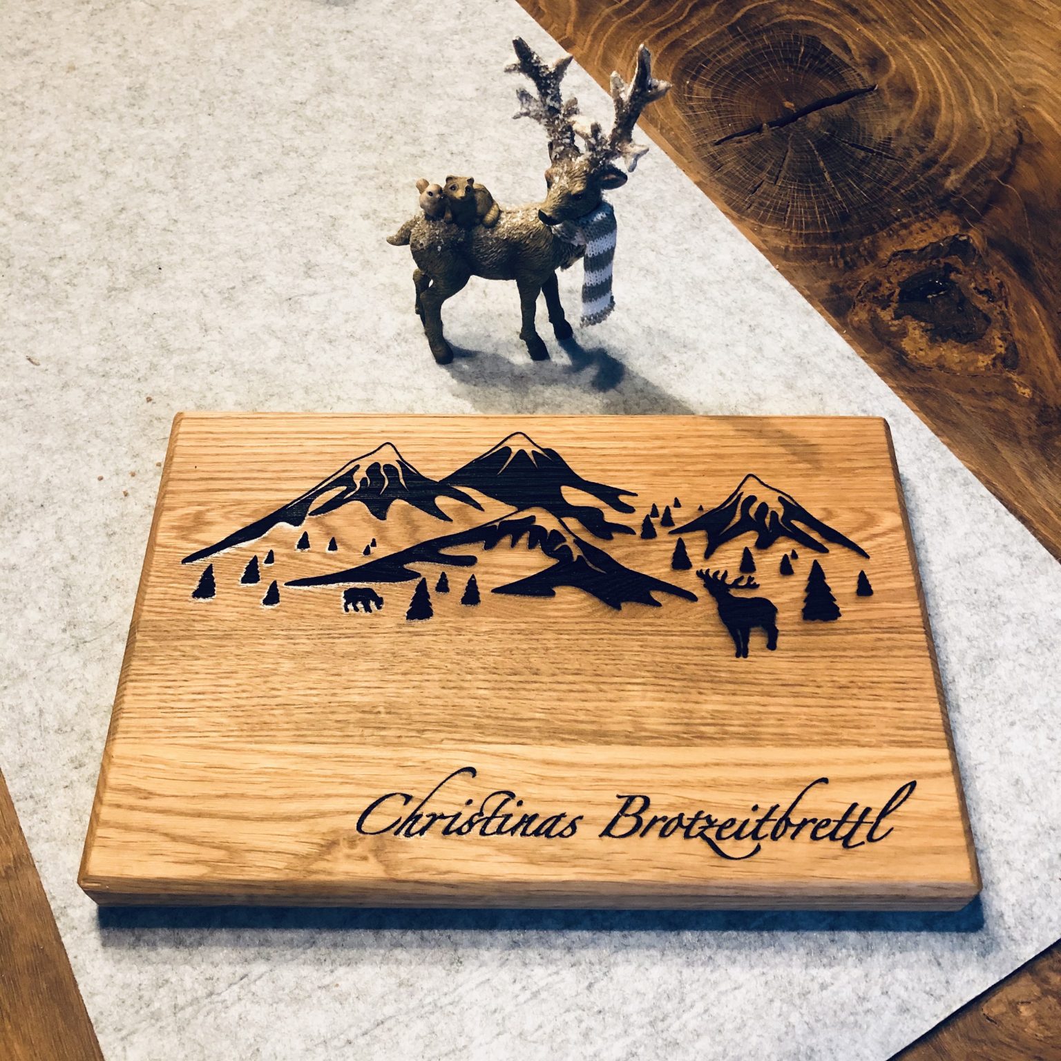 Frühstücksbrettchen Aus Holz Mit Eisenbahn-Motiv – Personalisierbar Mit Namen (Gravur)