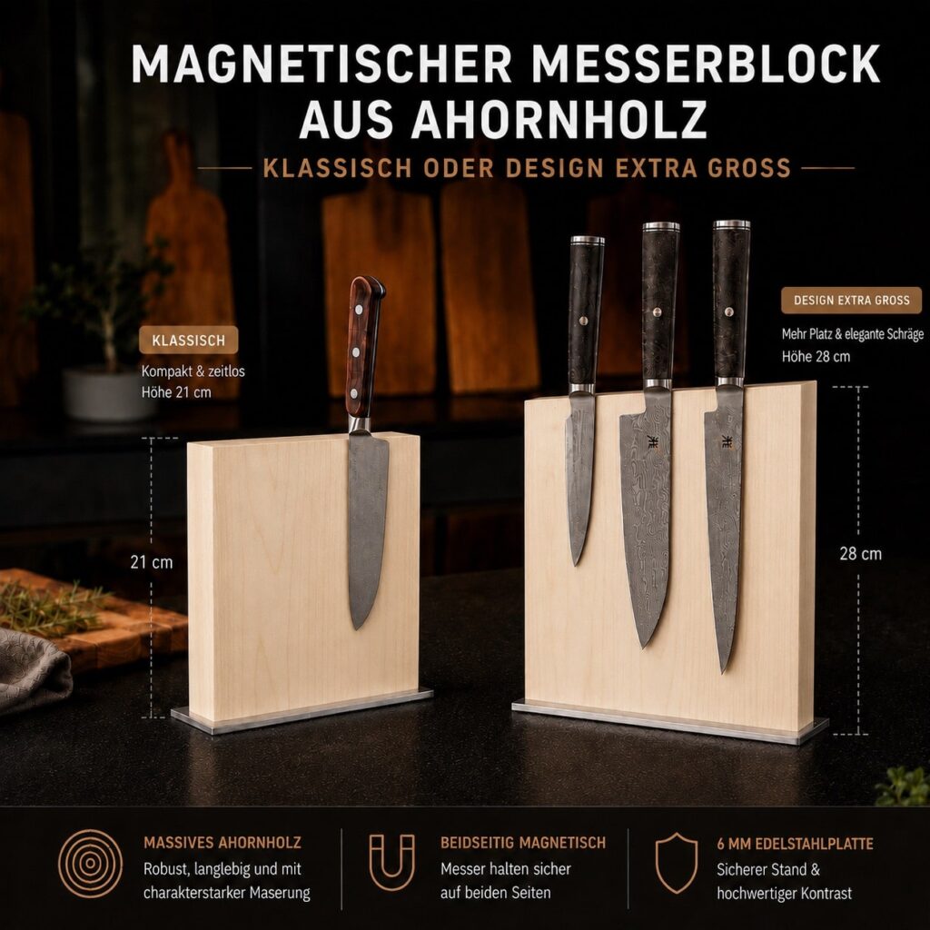 Magnetischer Messerblock aus Ahornholz 2 Magnetischer Messerblock Aus Ahornholz – Bild 2