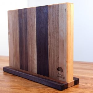 Magnetischer Messerblock Birke Eiche Nussbaum Dreifarbig Mit Holzfuß