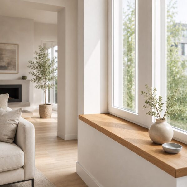 Fensterbank-Eiche-Geoelt-Maserung-Sonnenlicht