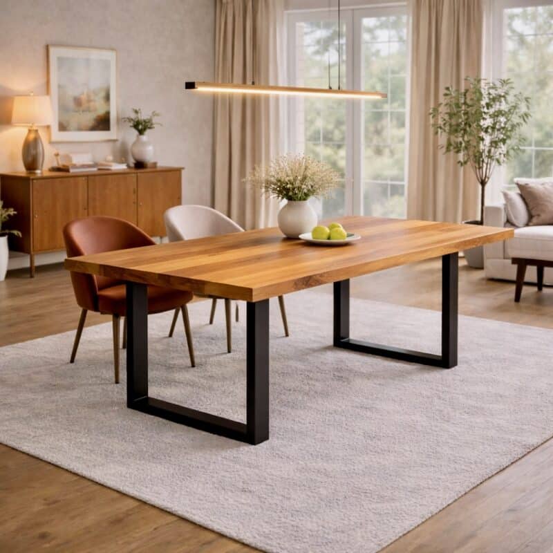 Birnbaum_Esstisch_Massivholz_Kufengestell