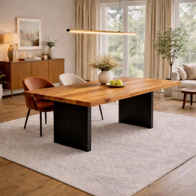 Birnbaum_Esstisch_Massivholz_Wangengestell