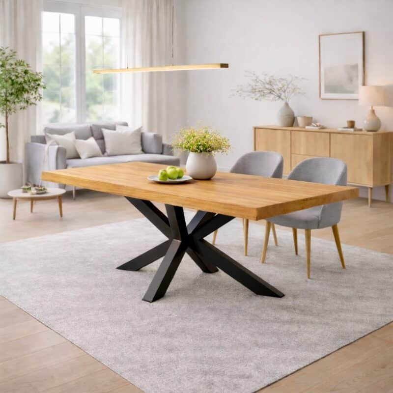 Erle_Esstisch_Massivholz_Spidergestell