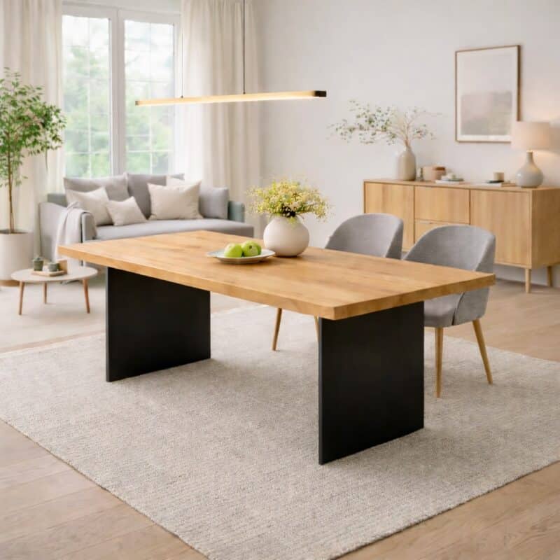 Erle_Esstisch_Massivholz_Stahlwangen