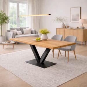 Erle_Esstisch_Massivholz_V-Gestell