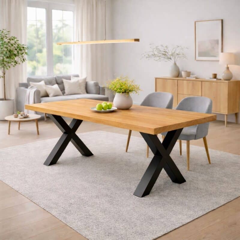 Erle_Esstisch_Massivholz_X-Gestell