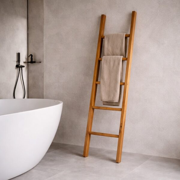 Handtuchleiter-Eichenholz-Industrial-Badezimmer
