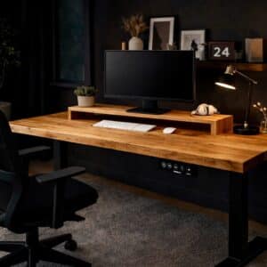 Monitorständer_Schreibtisch_Eiche_Flexispot_E7