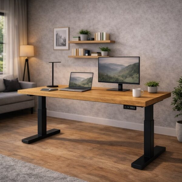 Höhenverstellbarer Schreibtisch Aus Massivholz – Bild 5