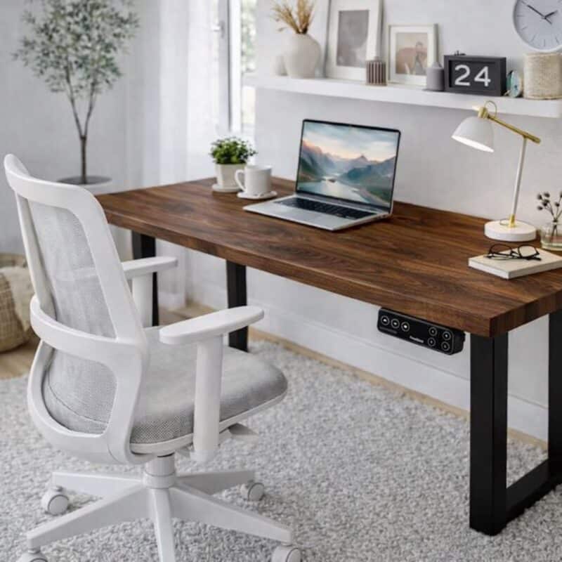 Höhenverstellbarer_Bürotisch_Nussbaum