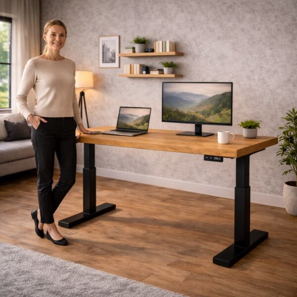 Höhenverstellbarer Schreibtisch Aus Massivholz – Bild 6