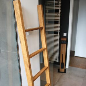 Handtuchleiter-Klorollenständer-Eiche-Massivholz