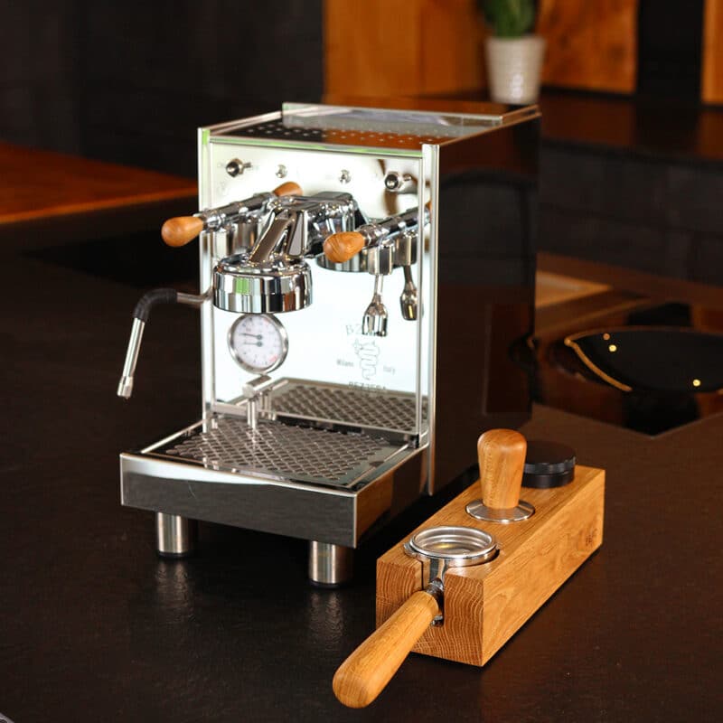 Tamperstation-für-Siebträger Kaffemaschinen groß Eiche mit Zubehör