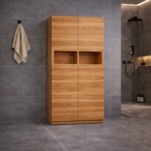 Badschrank_Stehend_Wildeiche_Mit Offenen Regal