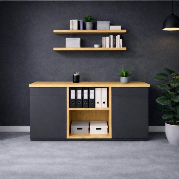 Buero-Schrank-Highboard-Mit-Schubladen-Tueren-Einlegeboden