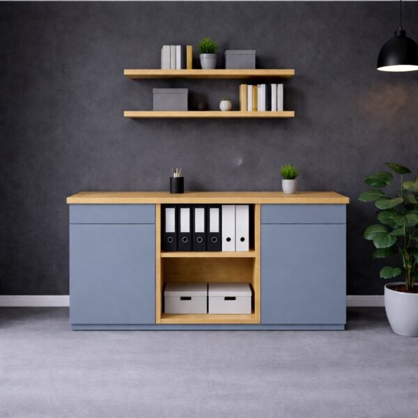 Sideboard-Konfigurator-Doppelschrank-Zwei-Regale-Massivholzplatte_Nebelblau