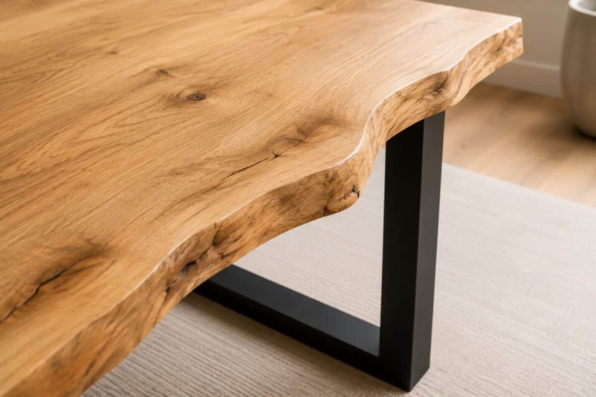 River Table Aus Eiche Close Up