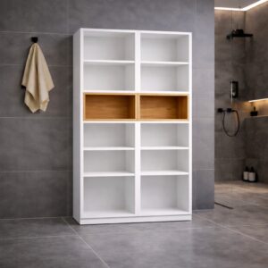 Badschrank_Stehend_Weiß_Mit Offenen Regal_Ohne_Tür