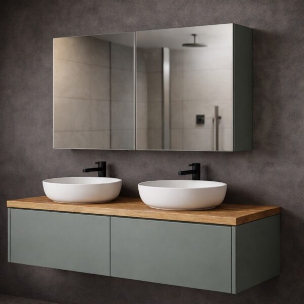 Steingrün_Badezimmer_Schrank_Spiegel