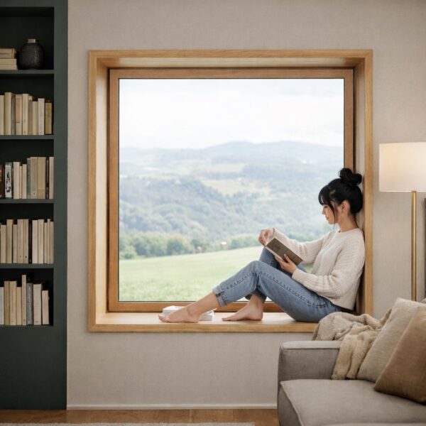 Sitzfenster-Massivholz-Innenraum